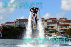 Cancun water toys including flyboard, jet pack and wave runners offered as add-ons aboard private Caribbean charters