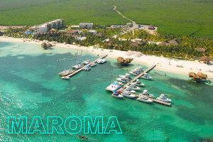 Catamarans and small yachts at a Maroma beach marina between Cancun and Playa del Carmen on the Riviera Maya