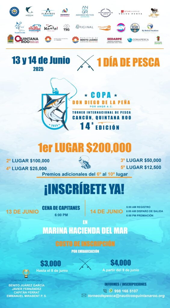 Don Diego de la Peña Cup — Cancun, Quintana Roo International Fishing Tournament, 14th edition, June 13-14 at Marina Hacienda del Mar